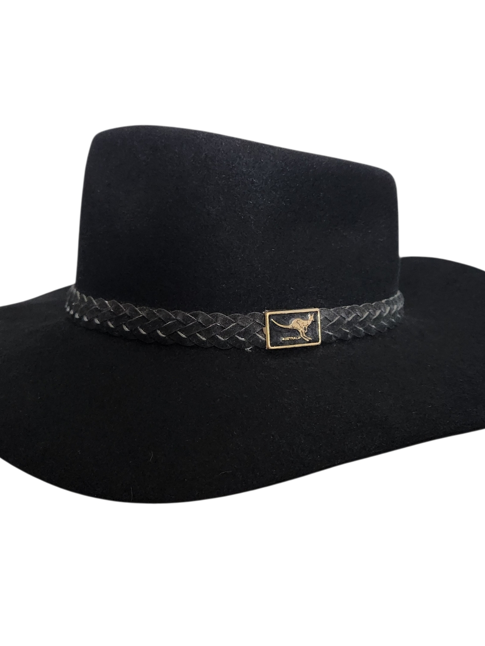 Australian Outback Collection Leather Jackeroo Hat 7 1/8 in Black Suede Cowboy